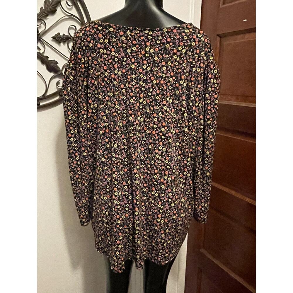 Size 3X Adrianna Papell Balloon 3/4‎ Sleeve Multicolored Floral Print Womens Top - Picture 7 of 9